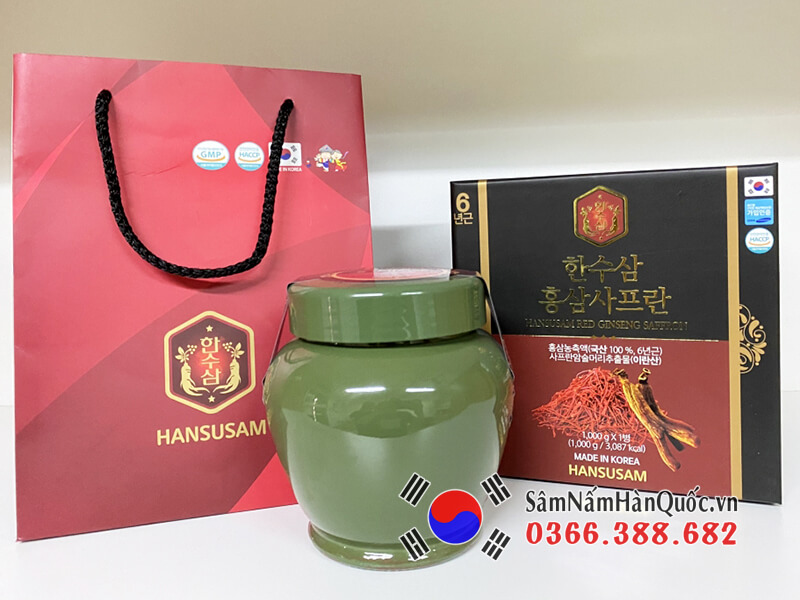 Cao hồng sâm hoa nghệ tây Hansusam 1kg Hàn Quốc