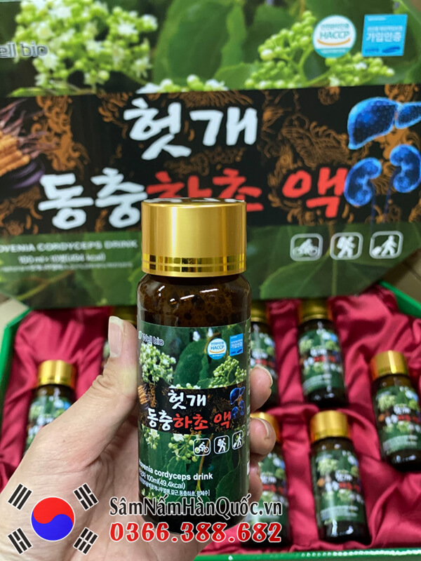 Nước đông trùng hạ thảo Hovenia 10 chai 100ml Hàn Quốc