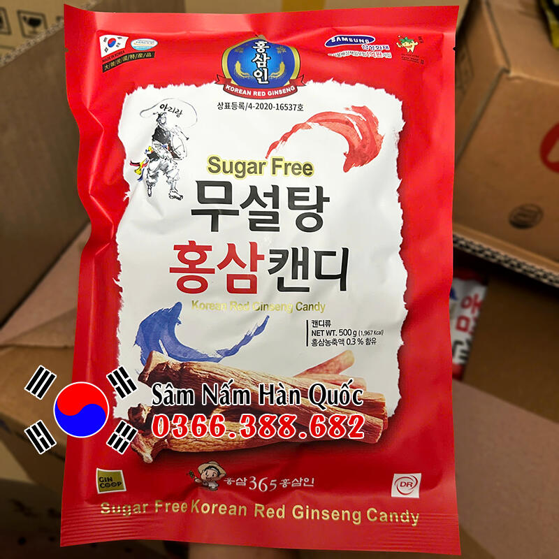 Kẹo hồng sâm Không đường 365 500g Kẹo hồng sâm Không đường 365 500g