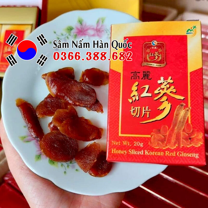 Sâm lát tẩm mật ong Sambok 200g Sâm lát tẩm mật ong Sambok 200g