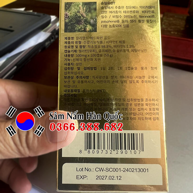 Tinh dầu thông đỏ Calliane Red Pine Gold 100 viên Tinh dầu thông đỏ Calliane Red Pine Gold 100 viên