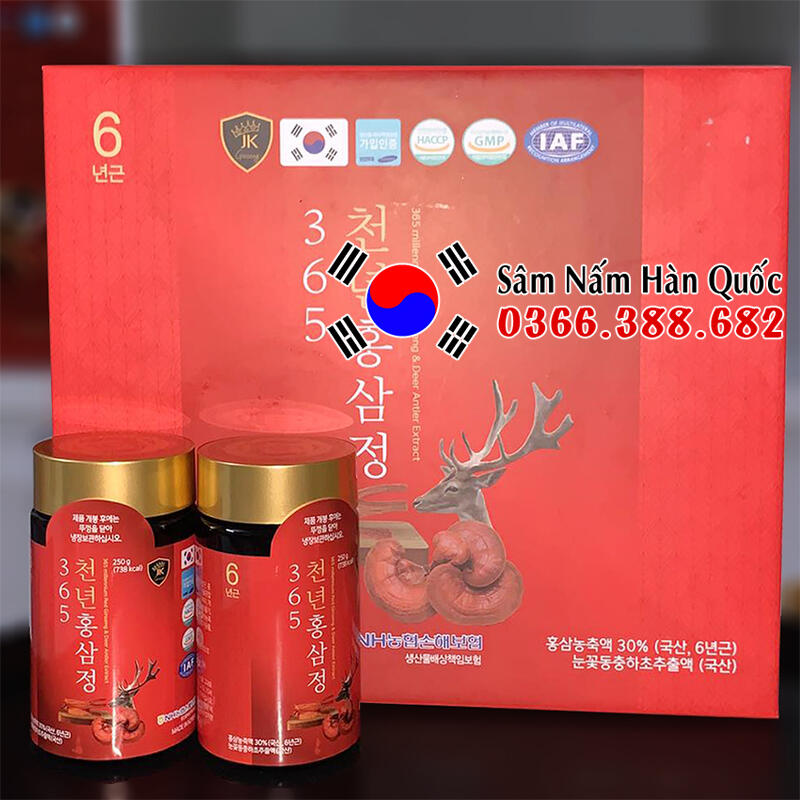 Cao hồng sâm Linh chi Nhung hươu 365 2 lọ 250g Cao hồng sâm Linh chi Nhung hươu 365 2 lọ 250g