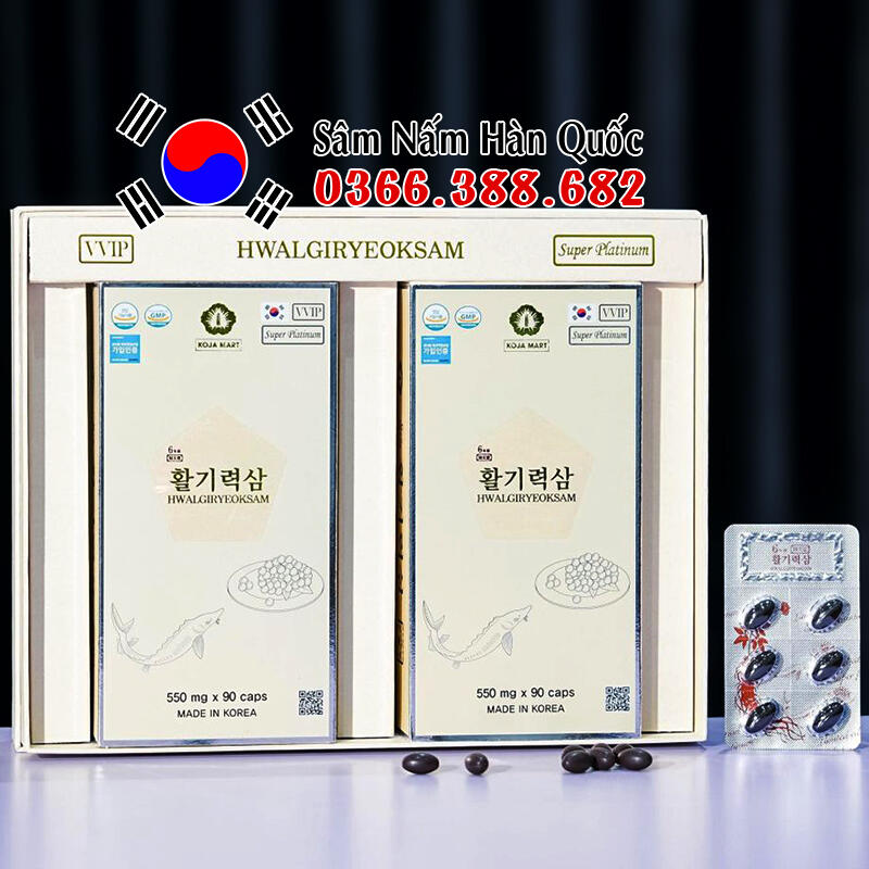 Đạm thiên sâm trứng cá tầm Hwalgiryeoksam 180 viên Đạm thiên sâm trứng cá tầm Hwalgiryeoksam 180 viên
