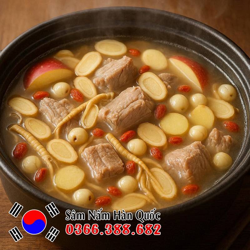 Tác dụng canh sâm tươi hầm ba chỉ