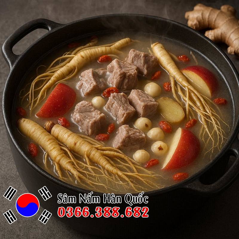 Cách nấu canh sâm tươi với thịt lợn ba chỉ rút sườn