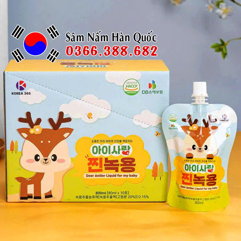 Nước gạc hươu non Korea 365 10 gói 80ml
