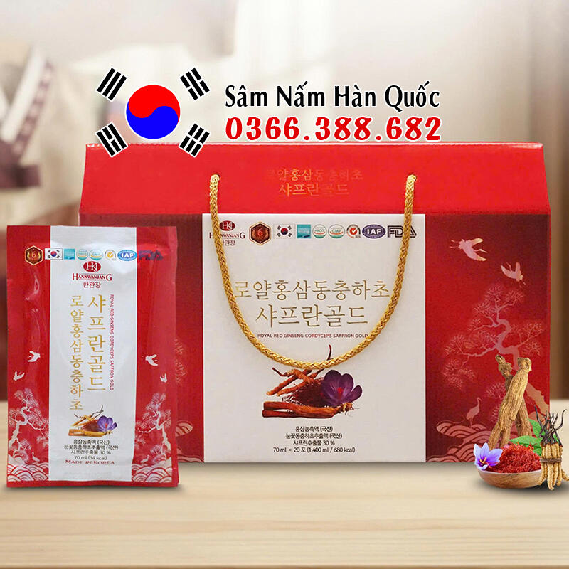 Nước hồng sâm Đông trùng Saffron Hankwanjang 20 gói 70ml
